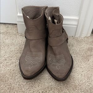 Gray Steve Madden Western Ankle Boots